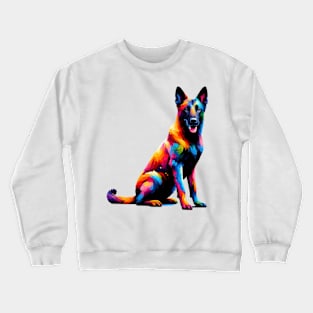 Expressive Dutch Shepherd in Vivid Splash Art Crewneck Sweatshirt